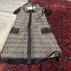 Zoe Ltd Cream Lace Dress with Black Trim